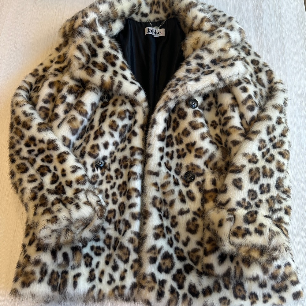 Leopard Print Faux Fur Coat